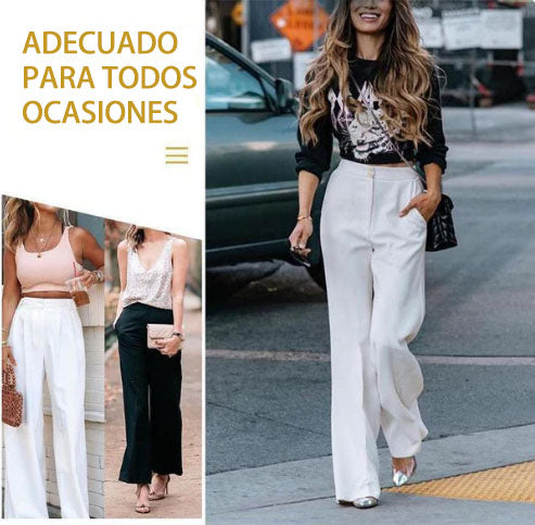 Pantalones informales de pierna ancha para mujer