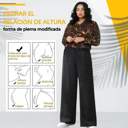 Pantalones informales de pierna ancha para mujer