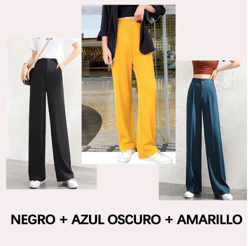 Pantalones informales de pierna ancha para mujer