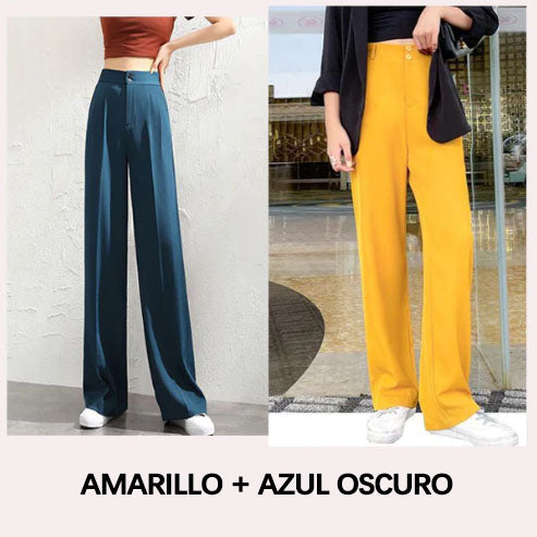 Pantalones informales de pierna ancha para mujer