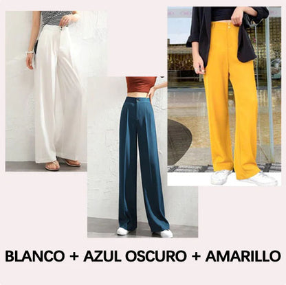 Pantalones informales de pierna ancha para mujer