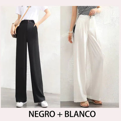 Pantalones informales de pierna ancha para mujer