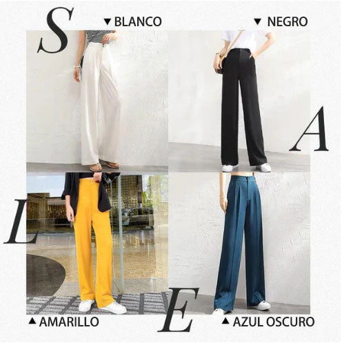 Pantalones informales de pierna ancha para mujer