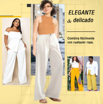 Pantalones informales de pierna ancha para mujer