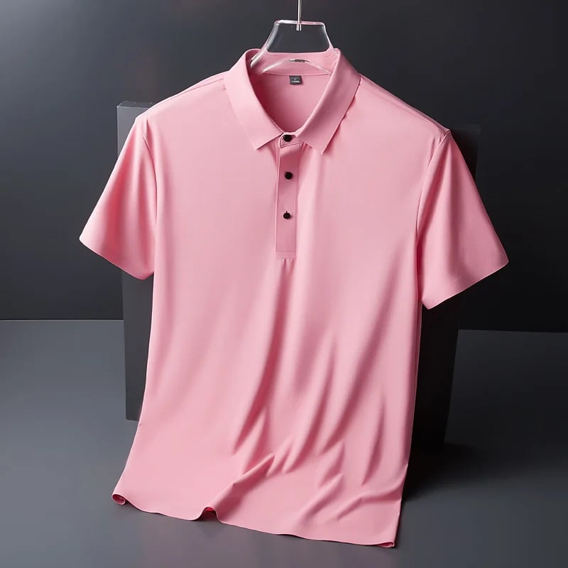 Polo de manga corta de seda helada para hombre