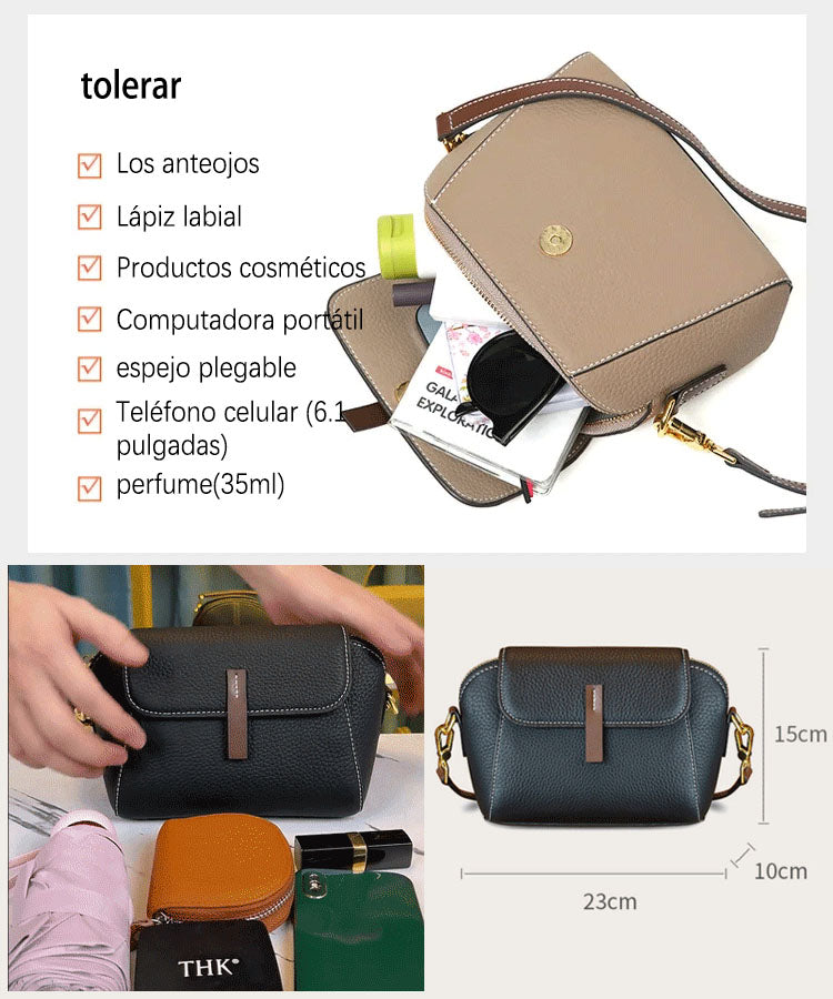 Bolso bandolera moderno y versátil de cuero suave de lujo ligero