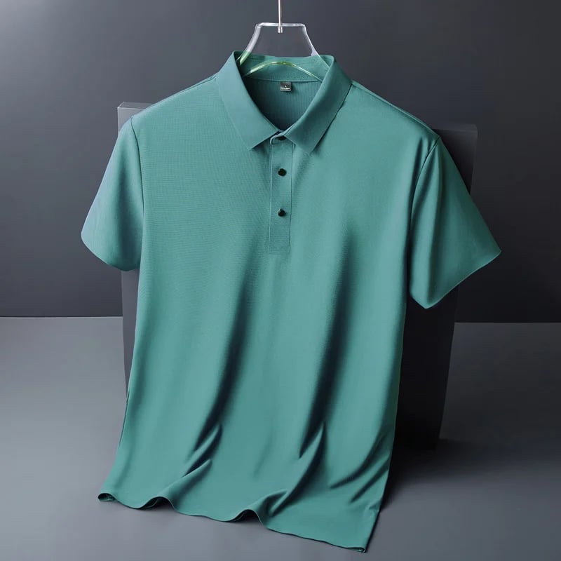 Polo de manga corta de seda helada para hombre