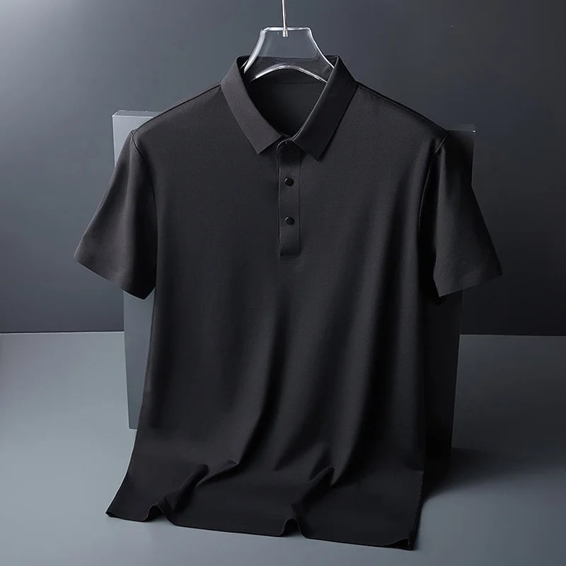 Polo de manga corta de seda helada para hombre